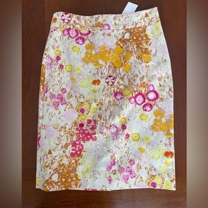 J. Crew No. 2 Lined Pencil Skirt in Pink/Orange floral Size 4